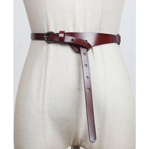 2020 Iregular Plain Genuine Cow Leather Belt Women Bow Slim Corset Belt Luxury Metal Buckle Waist Belt Dress Belt Accessories