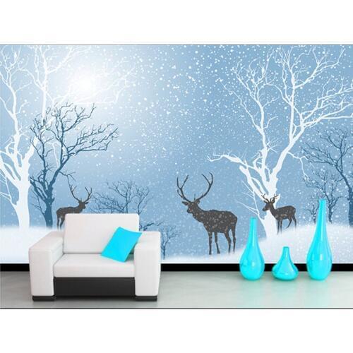 Custom 3D murals,the snow forest deer dreamy artistic conception papel de parede,living room TV wall children bedroom wallpaper