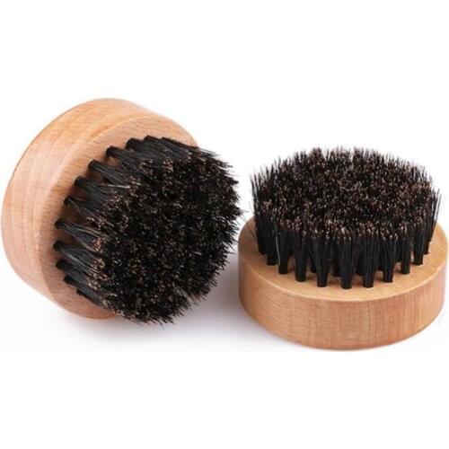50pcs Wood Beard Brush Round Wooden Beard Brush with Boar Bristle Hair Men Grooming Whiskers SN345