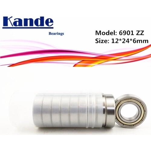 6901ZZ 10pcs 12X24X6mm ABEC-1 6901 ZZ Thin Section Deep Groove 6901 Ball Bearing 61901