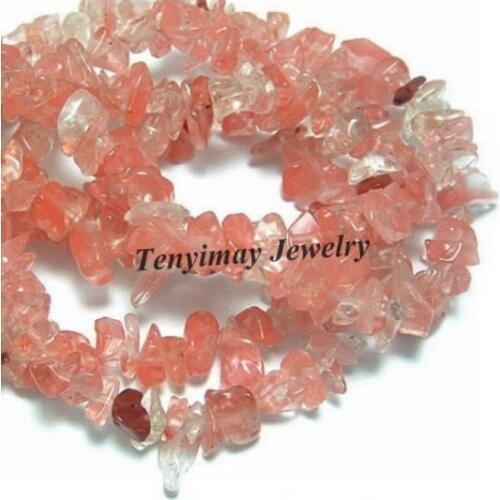 Free Shipping Gravel Shape Watermelon Red Glass Beads 5 Strands Fit Curtain DIY