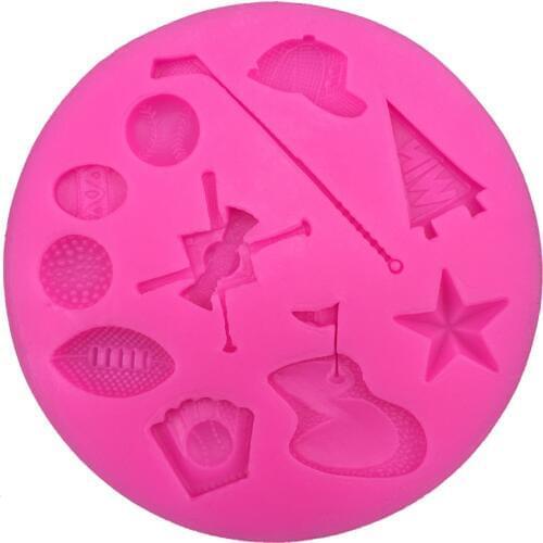 Baseball softball golf fudge fondant silicone mold kitchen chocolate pastry candy Clay making cupcake lace decoration FT-0096
