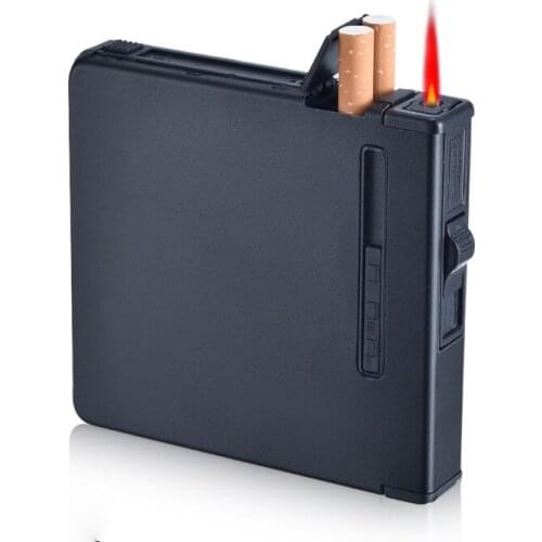 Aluminum Alloy Automatic Cigarette Case Lighter 20pcs Ultra-thin Integrated Portable Creative Windproof Cigarette Case Men Gifts