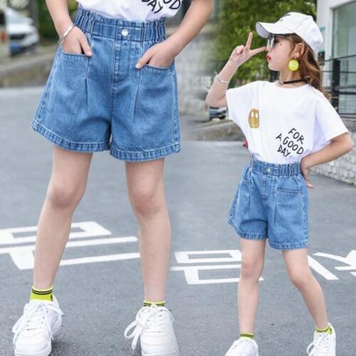 Girls Denim Shorts Summer 2020 Summer New Wild Comfortable Minimalistic Red Blue Front Pocket Shorts