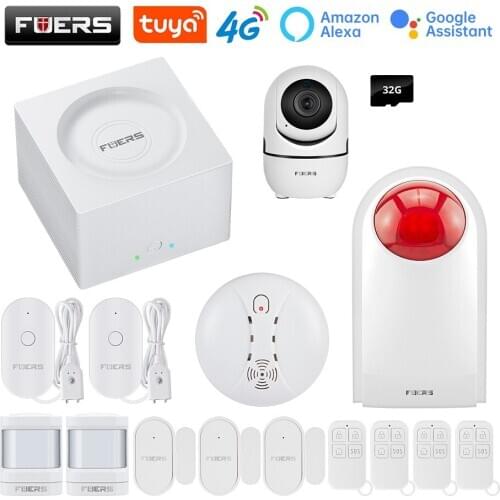 Fuers Smart Home Security Alarm System WIFI GSM Tuya Security Home Kit Siren Wireless Alarm APP Control Motion Detector Sensor