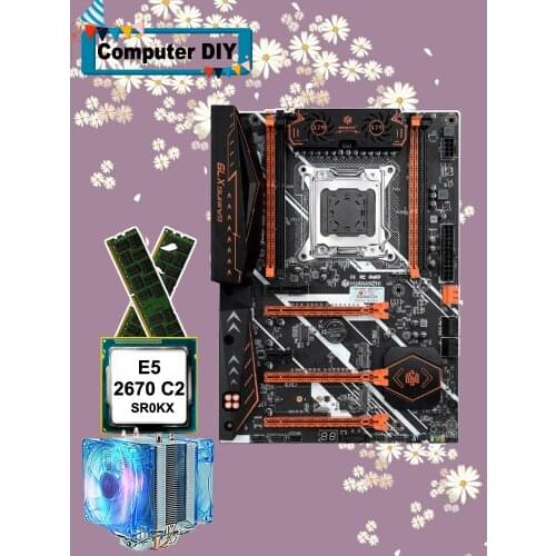 NHUANANZHI deluxe X79 LGA2011 gaming motherboard CPU RAM Combos Xeon E5 2670 C2 with CPU fan RAM 32G(2*16G) DDR3 1600MHz RECC