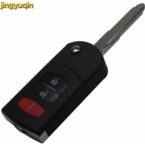 Jingyuqin Remote Key Shell For Mazda 3 5 6 CX5 CX7 CX9 RX8 3 Buttons Flip Folding Car Key Case Fob Cover Uncut Blade