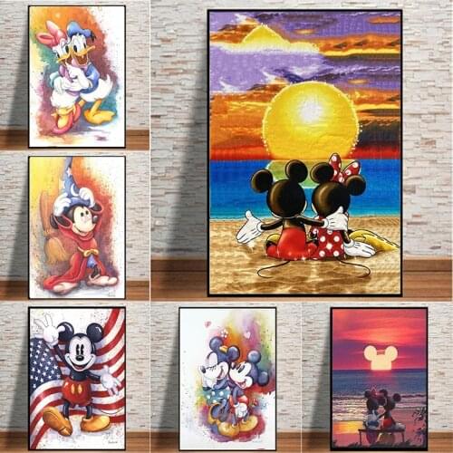 Disney Mickey Mouse And Donald Canvas Painting For Kid Wall Art Cartoon Canvas Pictures For Home Decor Poster And Prints Cusdros