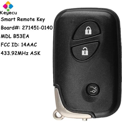 KEYECU B53EA 3 Button 433.92MHz Smart Remote Key for Lexus ES350 IS250 IS350 GS300 GS350 GS430 GS450H GS460 LS460 LS460 LS600H