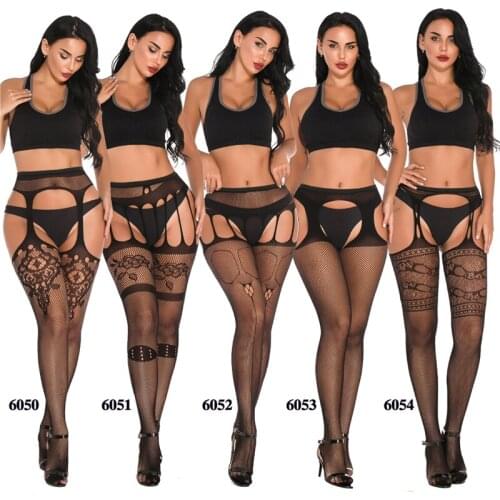 Women Sexy Lingerie Stockings Garter Belt Stripe Elastic Stockings Black Fishnet Stocking Thigh Sheer Tights Pantyhose