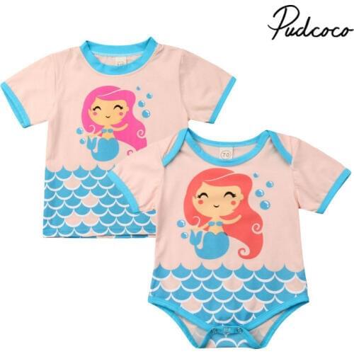Mermaid Sister Brother 2019 Cute Baby Girls Boy Romper Jumpsuit Outfits Sunsuit for Newborn Infant Children Clothes Kid Clothing