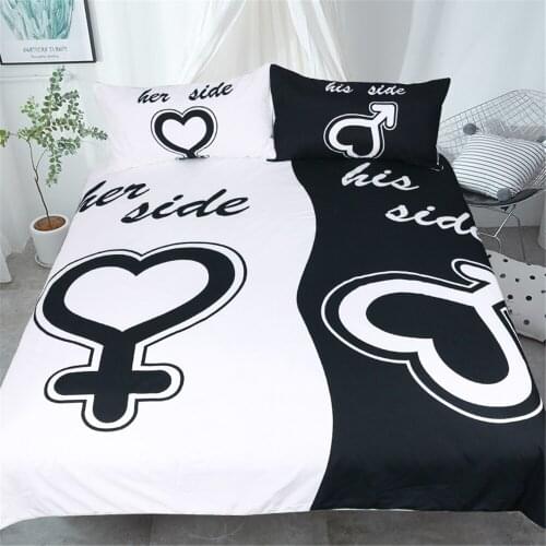 Black&White His&Her Duvet Cover Set Single/Twin Double/Full Queen King Size 3pcs Grateful Bedding Sets Free Shipping