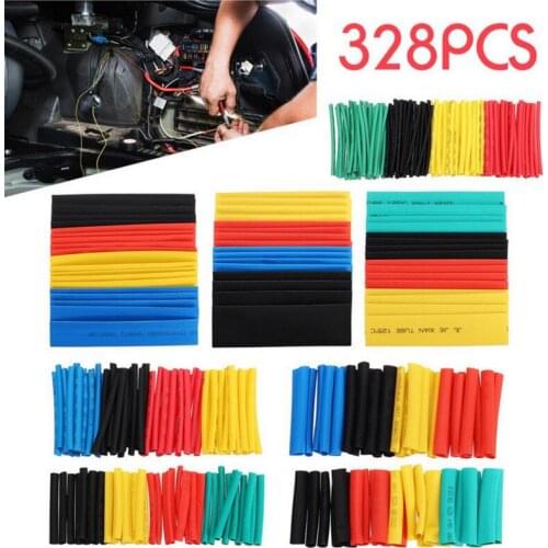 328pcs 2:1 Heat Shrink Tube Kit Shrinking Assorted Polyolefin Insulation Sleeving Wire Cable 8 Sizes