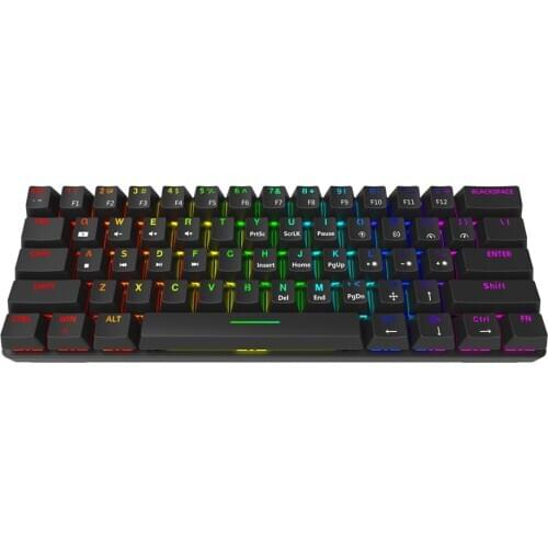 Keyhome KH61 60% mechanical keyboard hot swappable rgb switch led type c doubleshot keycap macro program blue red brown black