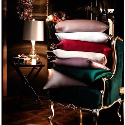 Pillow Cases Solid Color Emulation Silk Satin Long Pillowcases Brief Style Pillow Case Cover #/L