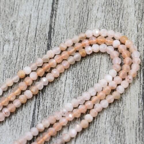Fashion 2/3 mm Natural Stone Top Quality Facted orange Moonstone Loose Spacer Crystal Beads for Jewelry Making Necklace Bracelet