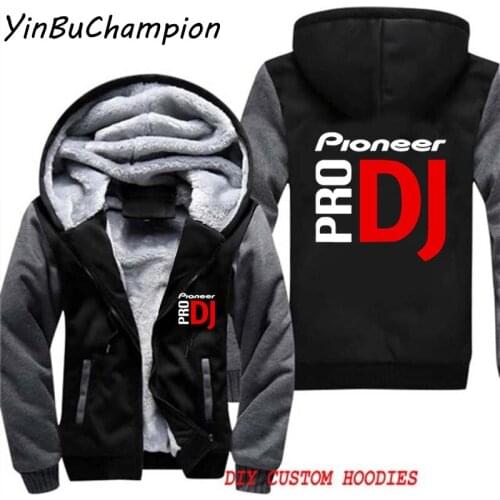 Mens Pioneer Pro DJ Music Hoodies Jacket Sweatshirt Sportswear Thick Fleece Zipper Cardigan Hooded Coat Oversized S-5XL