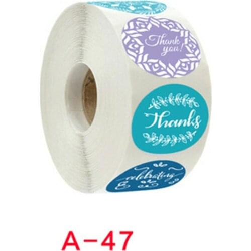 Install DIY thank you floral pattern holiday wedding decoration stickers copper plate self-adhesive material round 1 inch