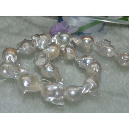 Natural Rare white AA++14X22mm very luster baroque nuclear pearl 13.5"