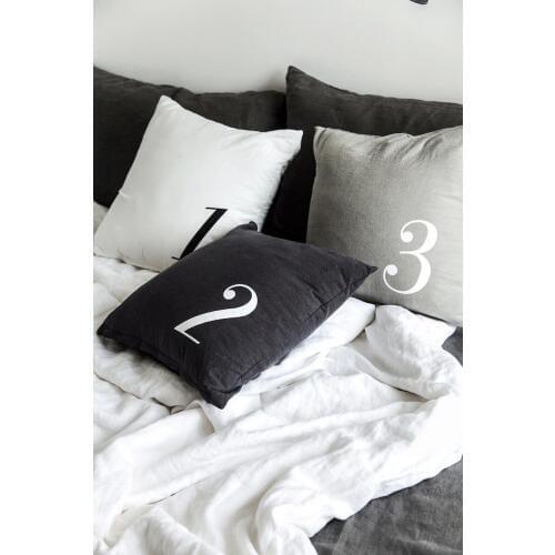 DUNXDECO Cushion Cover Decorative Pillow Case Modern Loft Industry Grey White Black Number Quality Washed Linen Seat Cushion