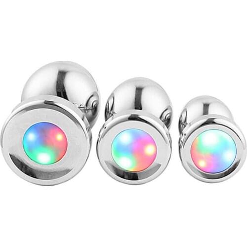 New Detachable Colorful Luminous Metal Steel Anal Plug Butt Plug Insert Dildo Insert Gay Sex Toys For Men Women Adult BDSM