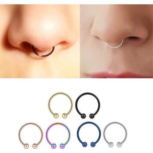 New Medical Titanium Punk Clip on Fake Piercing Body Nose Lip Rings Unisex Nose Ring Women Septum Piercing Jewelry