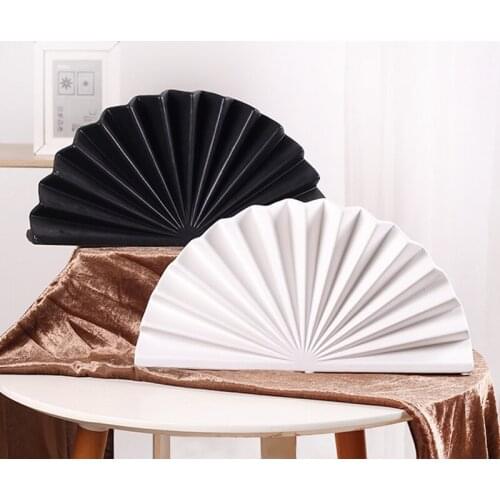 New Fan-shaped Ceramic Ornaments Chinese Style Crafts Sculpture Home Living Room Hotel Gardening Decoration Housewarming Gift