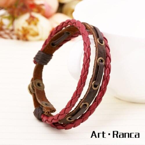 New European and American fashion leather bracelet mens and womens couples retro Bracelet