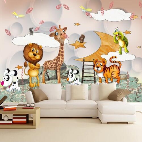Custom 3D Wall Murals Wallpaper For Kids Room Cartoon Animal Boys And Girls Bedroom Children Room Decoration Photo Wall Paper
