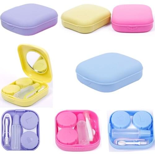 Popular Mini Square Contact Lens Case Box Travel Kit Easy Carry Mirror Container With Mirror