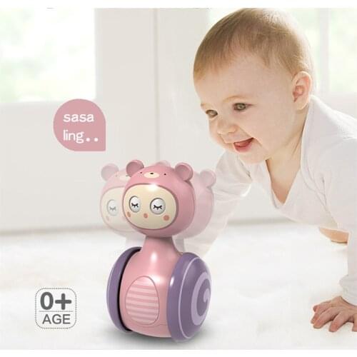 0-3Years Infant Tumbler Sliding Bell Rattle Baby Toys Cartoon Roly-poly Learning Education Toys for Kids Tumbler Mobile Bell Toy