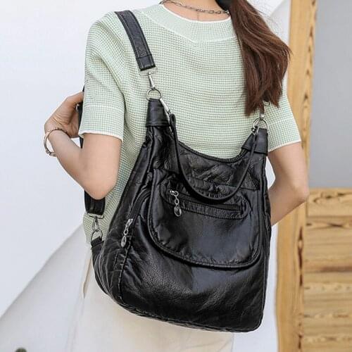 Multifunctional Backpack Women Shoulder Bag Big Capacity School Bag for Teenage Girls Soft Pu Leather Anti Theft Travel Backpack