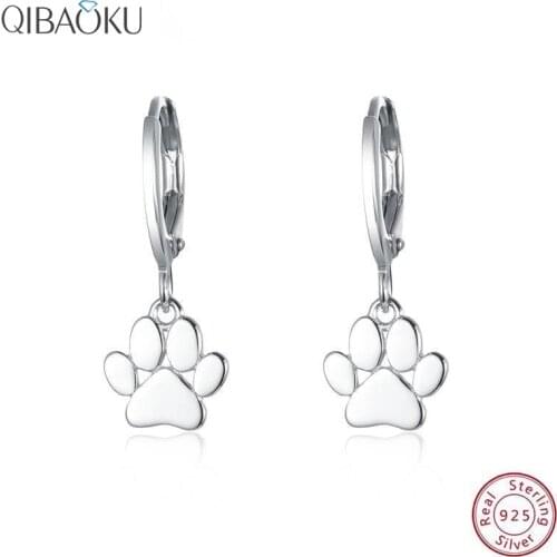 Kpop Set 925 Silver Earrings With Stones Catkins Dangling Jewelry For Women Hanging Female Earrings Bear paw Design Creative