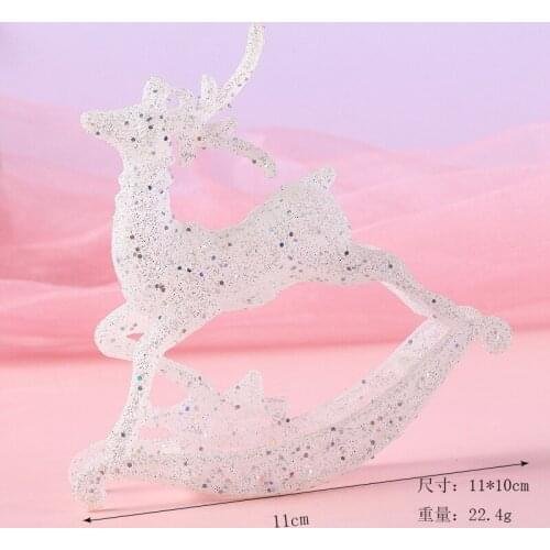 Bling Deer Elk Figurines Christmas Cake Toppers Standing Deer Dolls Xmas New Year Cake Decoration Tools Baking Ornament