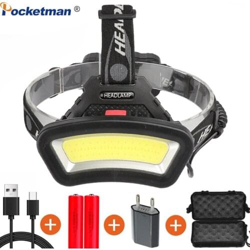 LED Headlamp 500m Long Lighting Distance 30000LM USB Rechargeable Wide Angle COB Head Light Lantern Use 2*18650 For Hike Outdoor