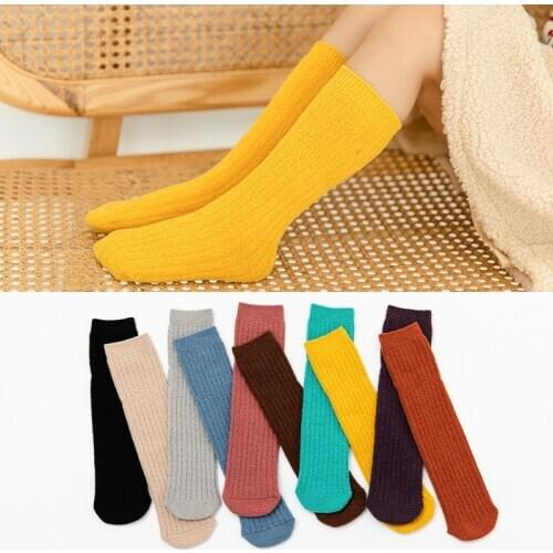 Lawadka Winter Thick Warm Girl Stockings Solid Children Long Stockings White Black Kids Thing One Size Age For 3 to 9 Years Old