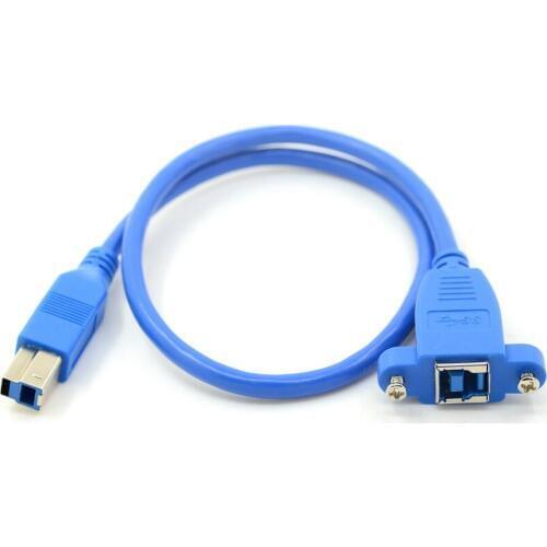 USB 3.0 Printer Extension Cable USB 3.0 Type B Right angled & Straight Male to Female extender cord 50cm with Screw Mount hole