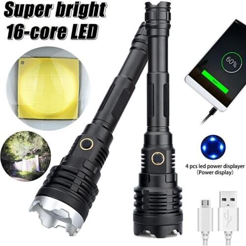 Waterproof 16 Core XHP110 LED Tactical Flashlight Zoom Outdoor Hunting Camping Light bulb Outdoor Portable Lantern work light