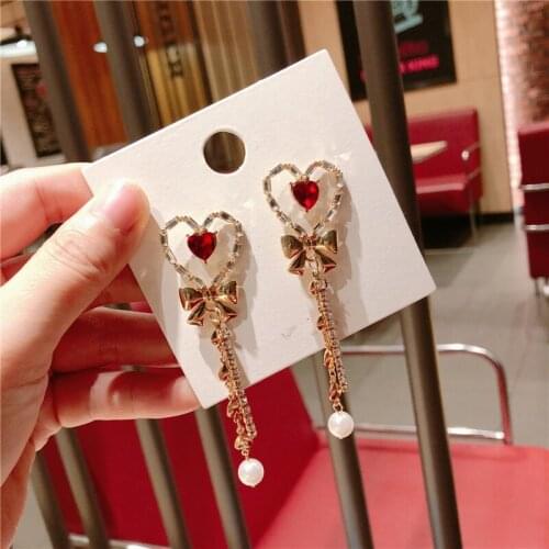 2020 New Hot Sale Red Fashion Korean Elegant Geometric Dangle Earrings for Women Cute PendantJewelry