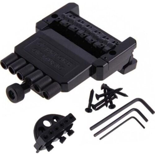 1 Set 6 String Saddle Headless Guitar Bridge Tailpiece Black for Electric Guitar Parts Replacement