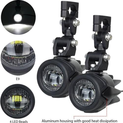 1 set Universal Motorcycle LED Auxiliary Lights 40W 3000LM Spot Driving Fog Light For Motor R1200GS F800GS F700GS