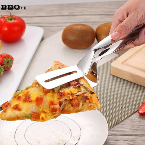 10'' Stainless Steel Kitchen Tongs Beef Steak Bread Pizza Clamp BBQ Clip Barbecue Grill Turner Food Tongs For Vegetable
