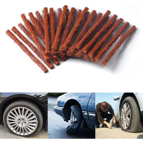 100Pcs Car Tire Repair Strip Self Vulcanizing Plugs Brown Tubeless Seal Patch Tyre Fittings Accessory Ideal For Car Tire Repair