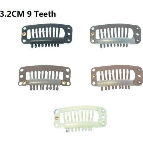 20Pcs Wig Clips 32mm Snap Clips for Hair Extensions Wire Shape Weave Toupee 9 Teeth Wig Clips Hairstyle Accessory Tools LZH0101