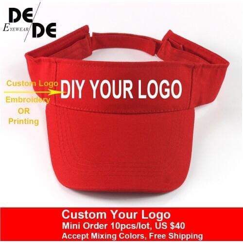 2019 New Visor Caps Women Open Tops Customized Adjustable Hats LOGO Printing Candy Color Adult Baseball Sun Caps 10pcs/lot