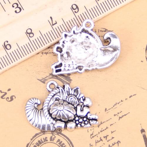 45pcs Jewelry Charms cornucopia thanksgiving 28x20mm Antique Silver Plated Pendants Making DIY Handmade Tibetan Silver Jewelry