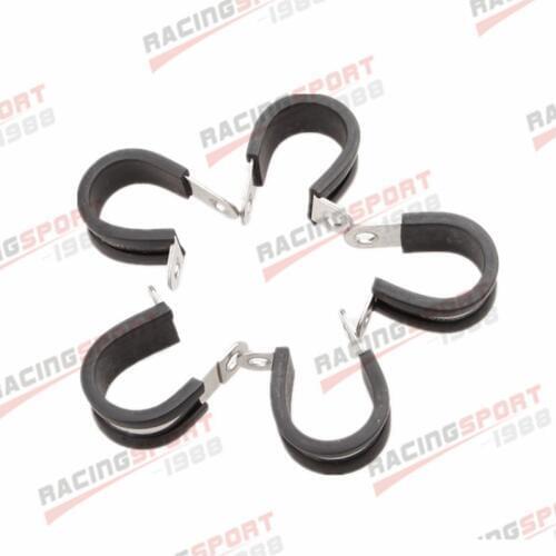5PCS Cushioned Hose Mounting Clamp Loop Strap 304 Stainless Steel 3/16" Black
