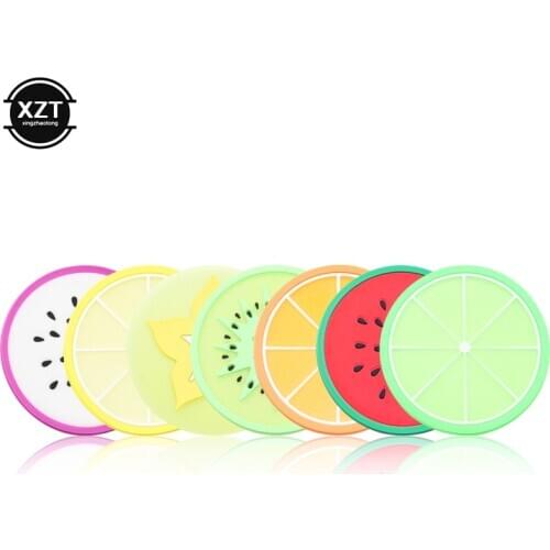 Cute 7pcs Set Colorful Fruit Coasters Placemat Non-slip Coffee Mug Cup Mat Pads Drink Holder Table Placemats Desk