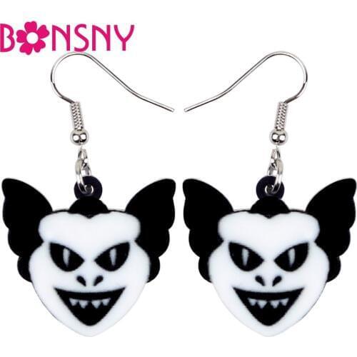Bonsny Acrylic Halloween Horrible Devil Earrings Drop Dangle Unique Party Decoration Costumes Jewelry For Women Girls Wholesale