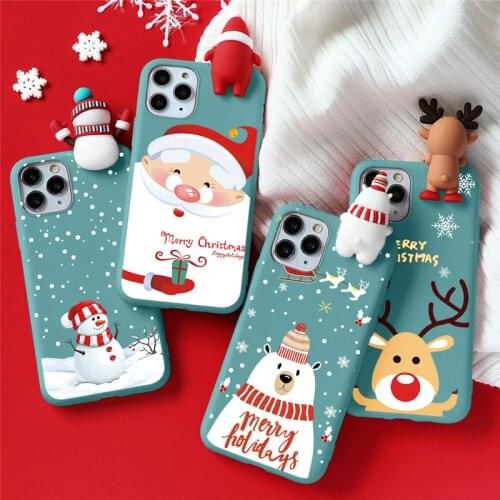 Cartoon Cute Elk Phone Case For iPhone 12 Mini 11 Pro XS MAX X XR 6S 6 7 8 Plus 5S SE 2020 Merry Christmas Santa TPU Back Cover